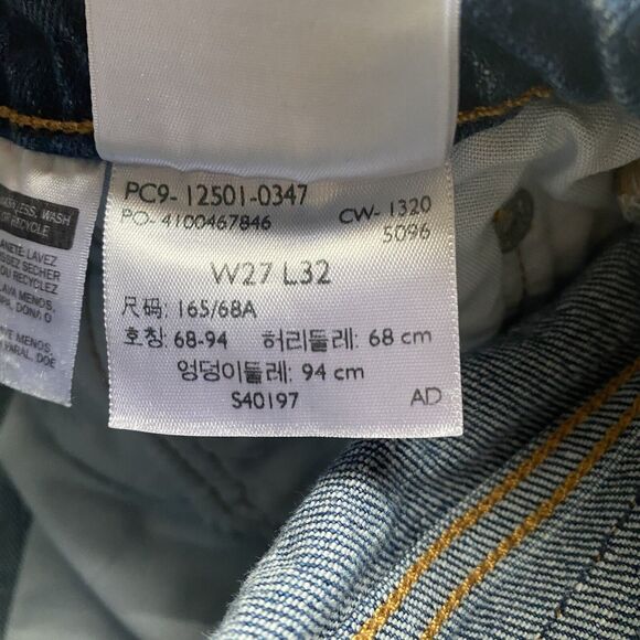 Levis 501 Jeans Size 27X32 Blue Denim Button Fly Classic Casual Western Indie - Picture 7 of 8